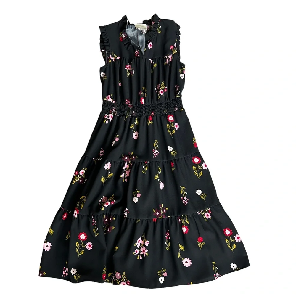 kate spade Black Floral Sleeveless Fit-and-Flare Dress
